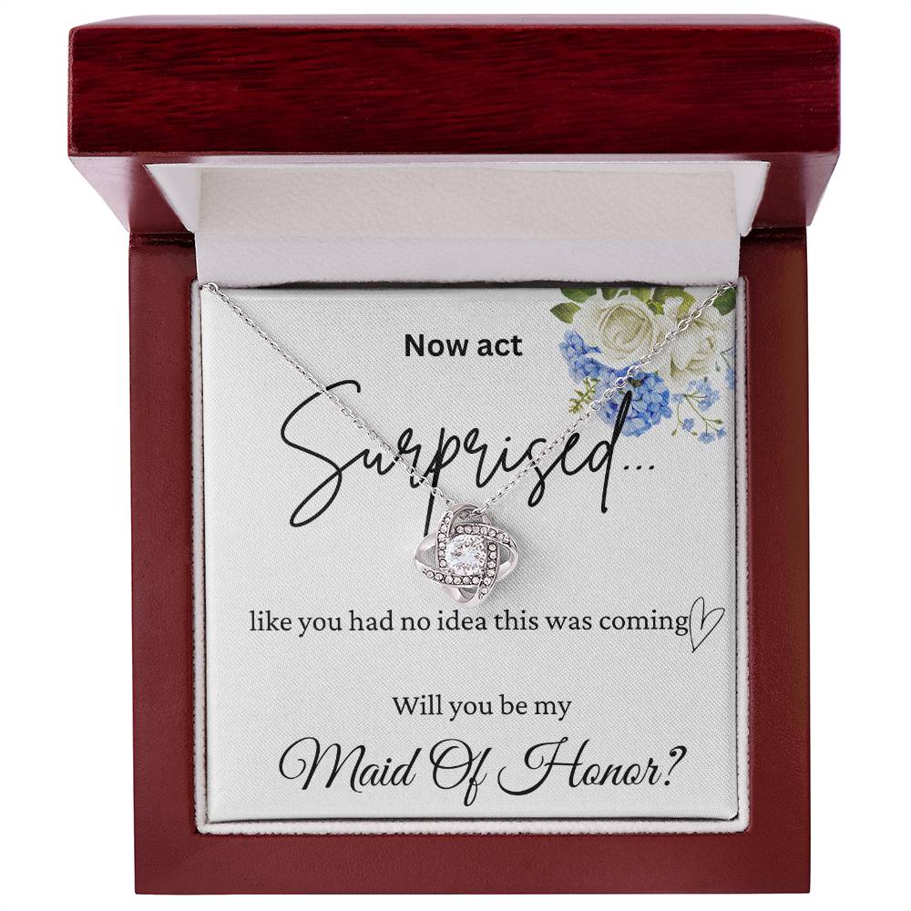 Surprised Maid Of Honor Love Knot Necklace