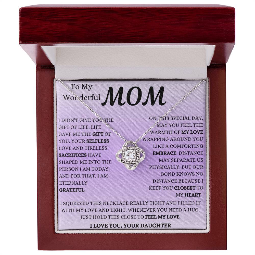 Feel My Love Wrapping Around You Mom Love Knot Necklace