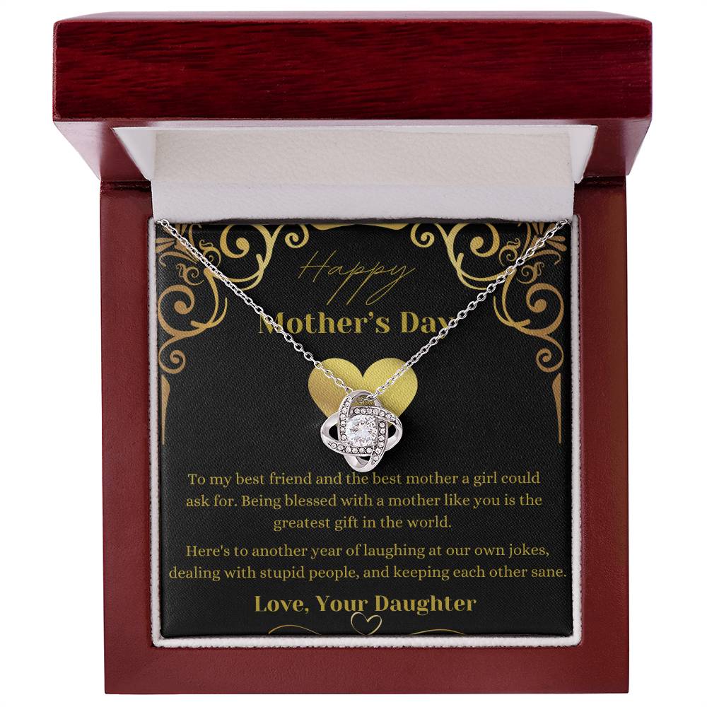 Mother's Day Love Knot Necklace (Yellow & White Gold Variants)