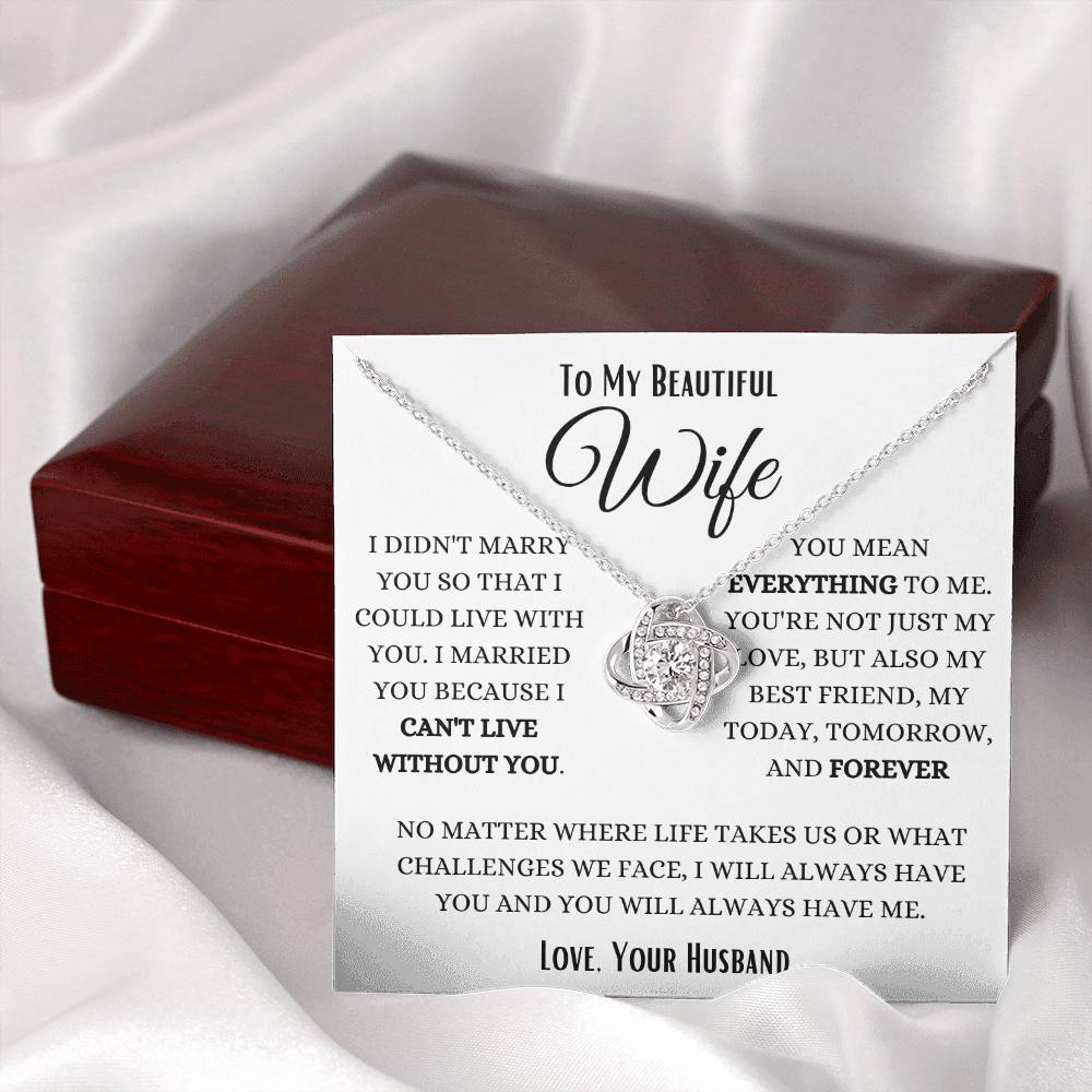 To My Wife My Forever Home Love Knot Necklace