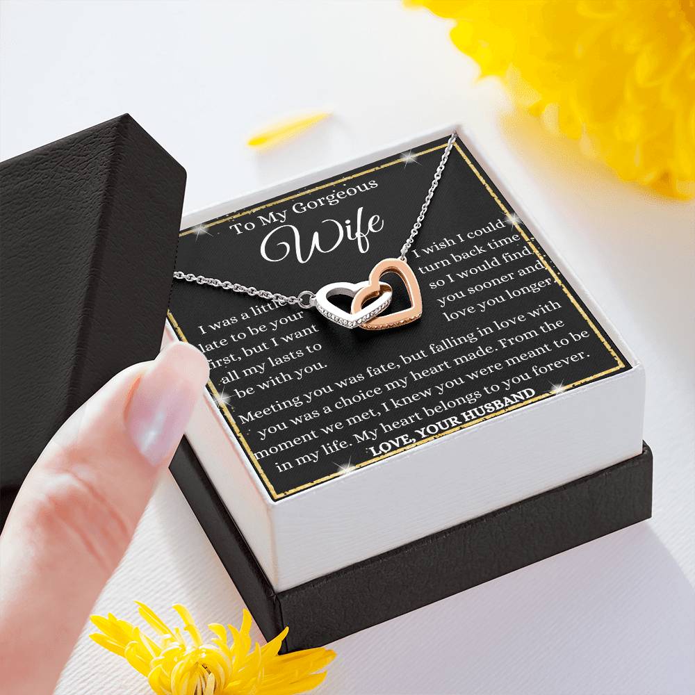 Falling In Love With My Wife Interlocking Hearts Necklace