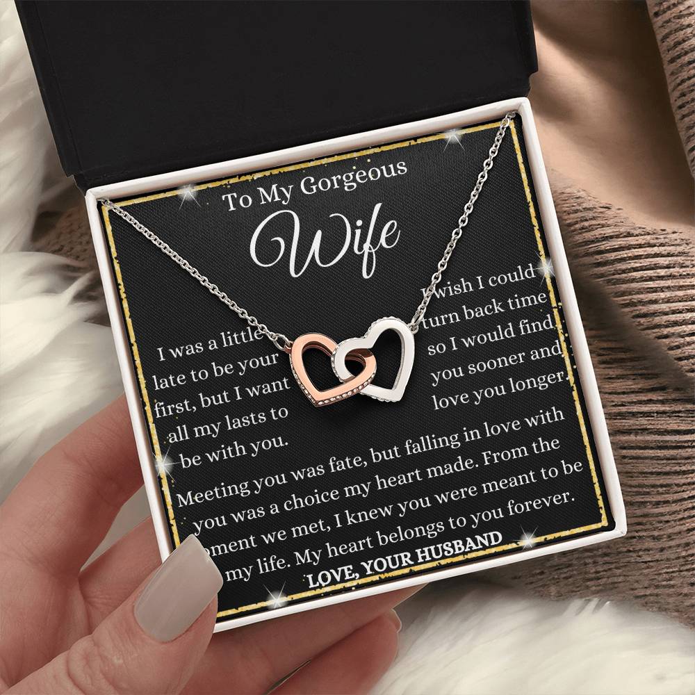 Falling In Love With My Wife Interlocking Hearts Necklace