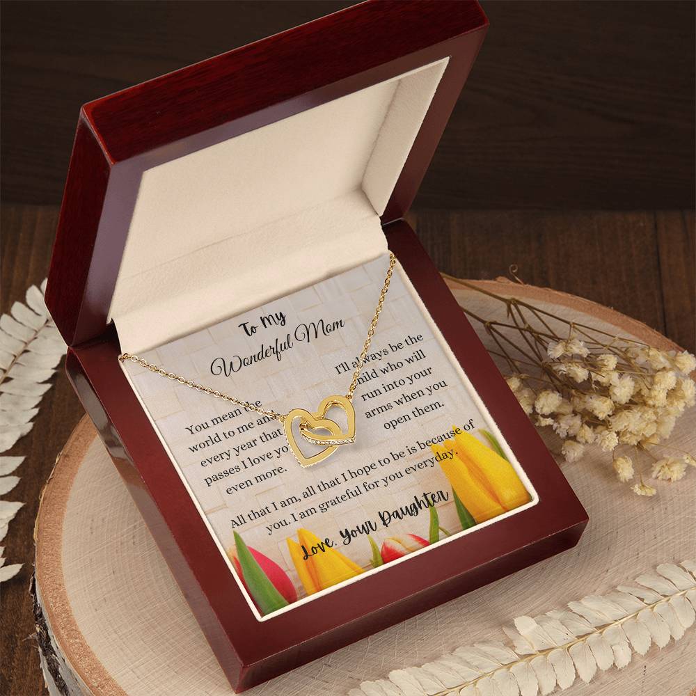 To My Wonderful Mom Interlocking Hearts Necklace