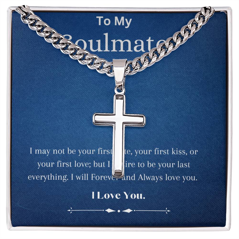 Artisan Cross Necklace on Cuban Chain- Soulmate