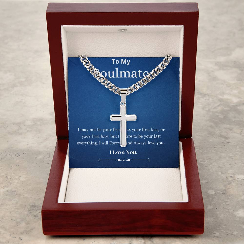 Artisan Cross Necklace on Cuban Chain- Soulmate