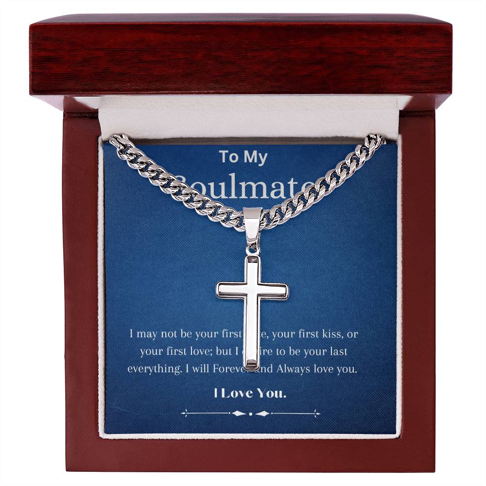 Artisan Cross Necklace on Cuban Chain- Soulmate