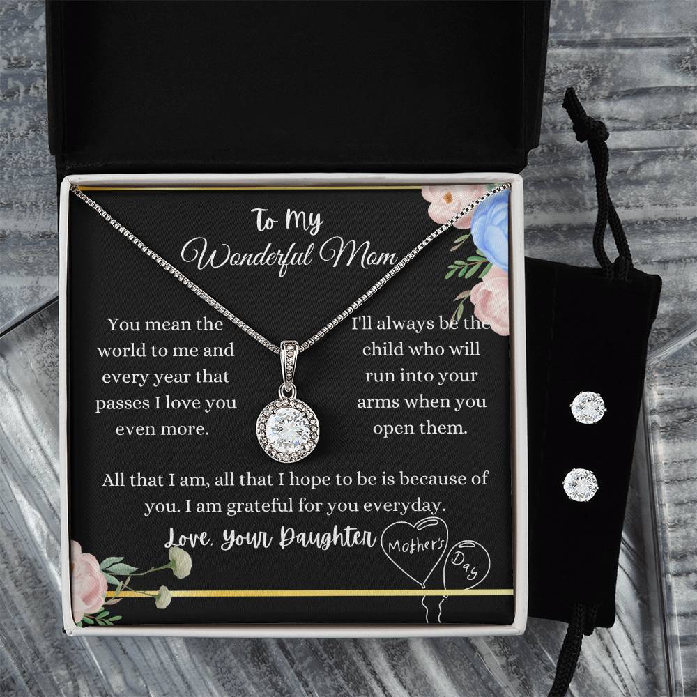 You Mean the World To Me - Mother's Day Necklace + Earings