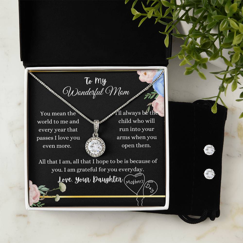You Mean the World To Me - Mother's Day Necklace + Earings