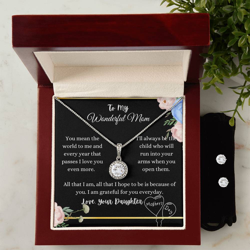 You Mean the World To Me - Mother's Day Necklace + Earings