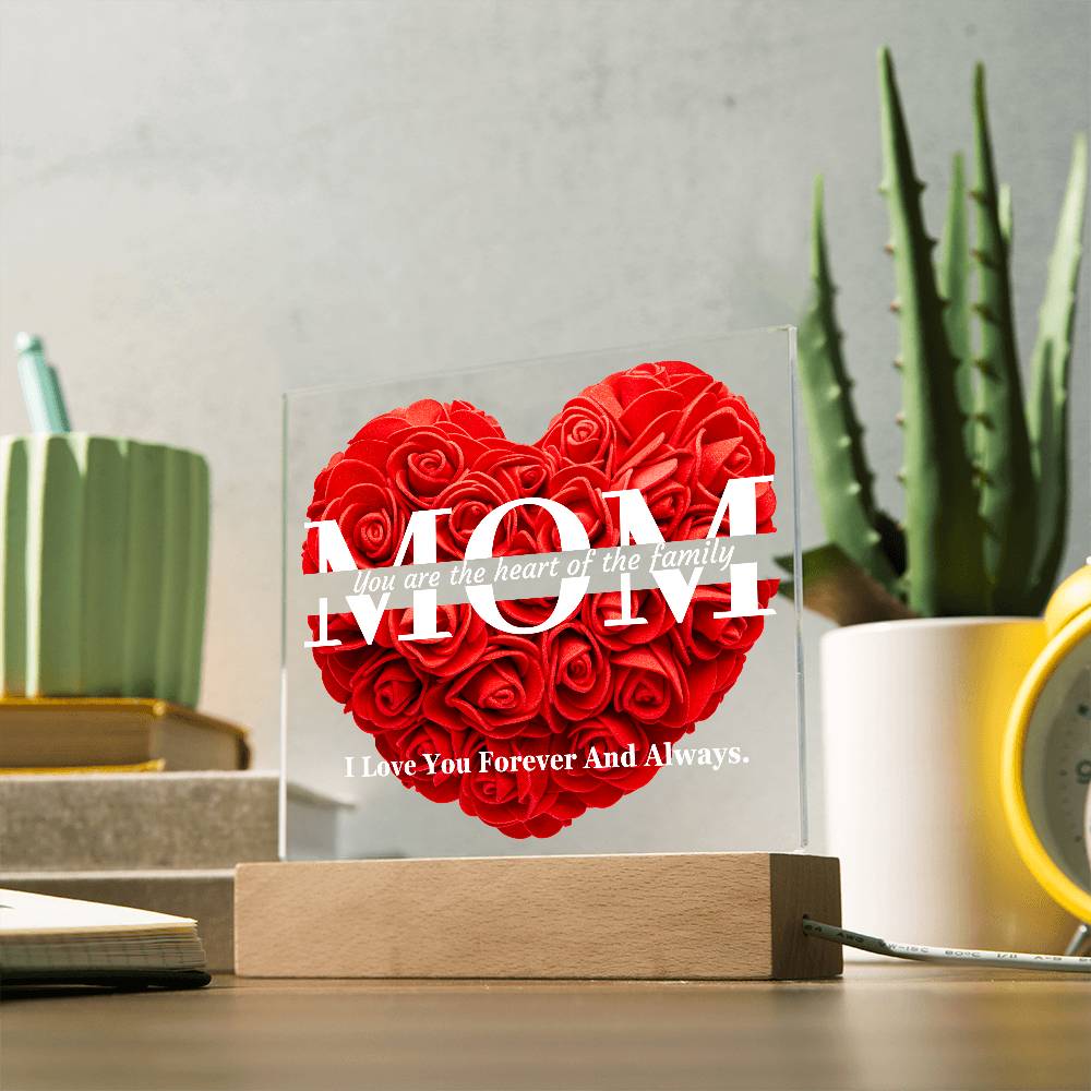 The Heart Of The Family Mom Acrylic Plaque