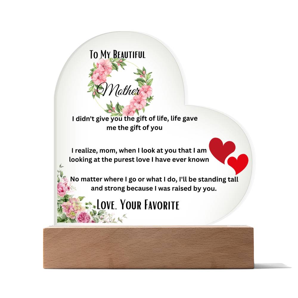 To My Beautiful Mother Acrylic Plate