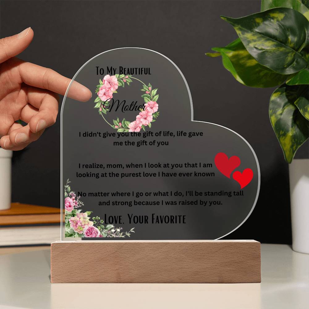 To My Beautiful Mother Acrylic Plate