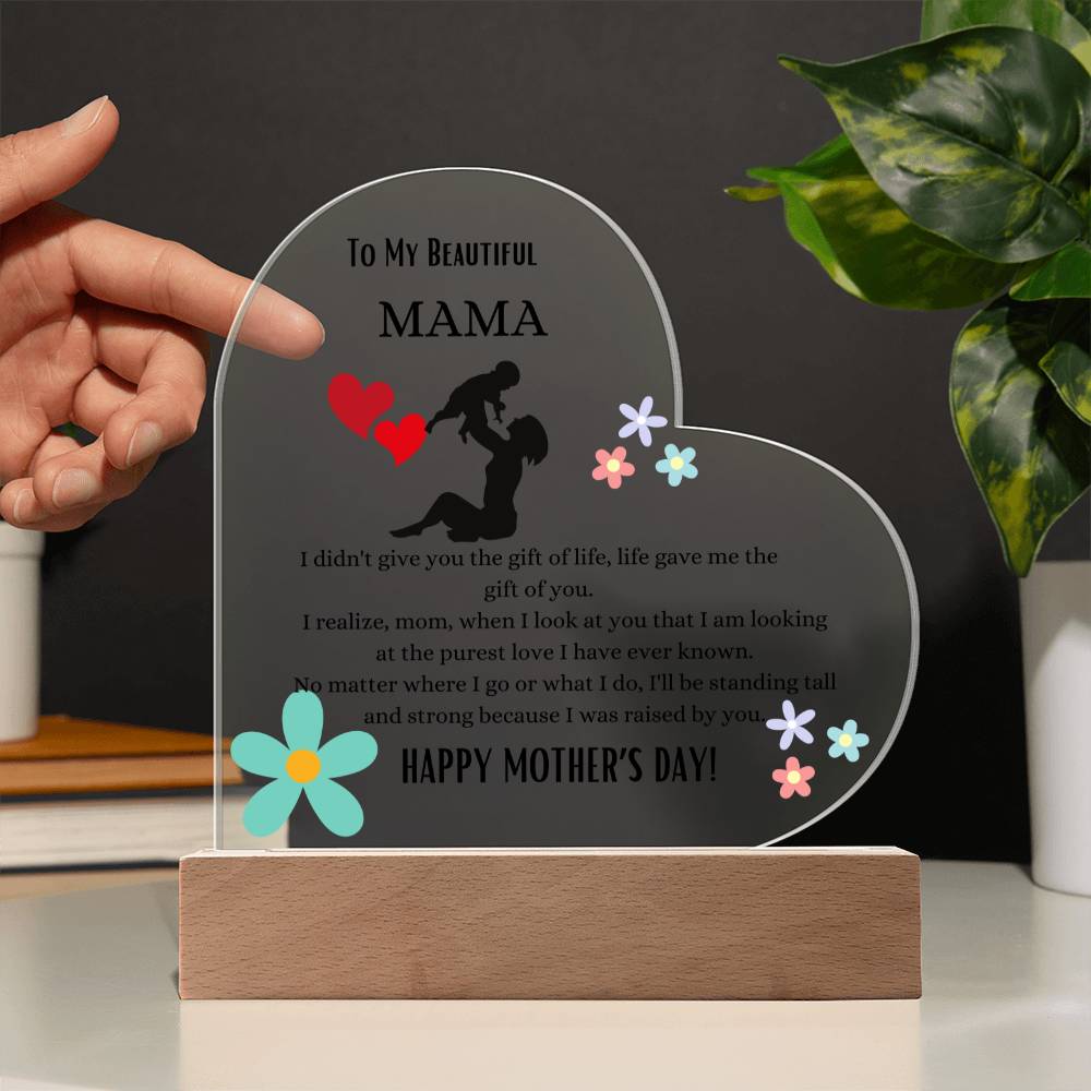 My Beautiful Mama Heart Acrylic Plaque