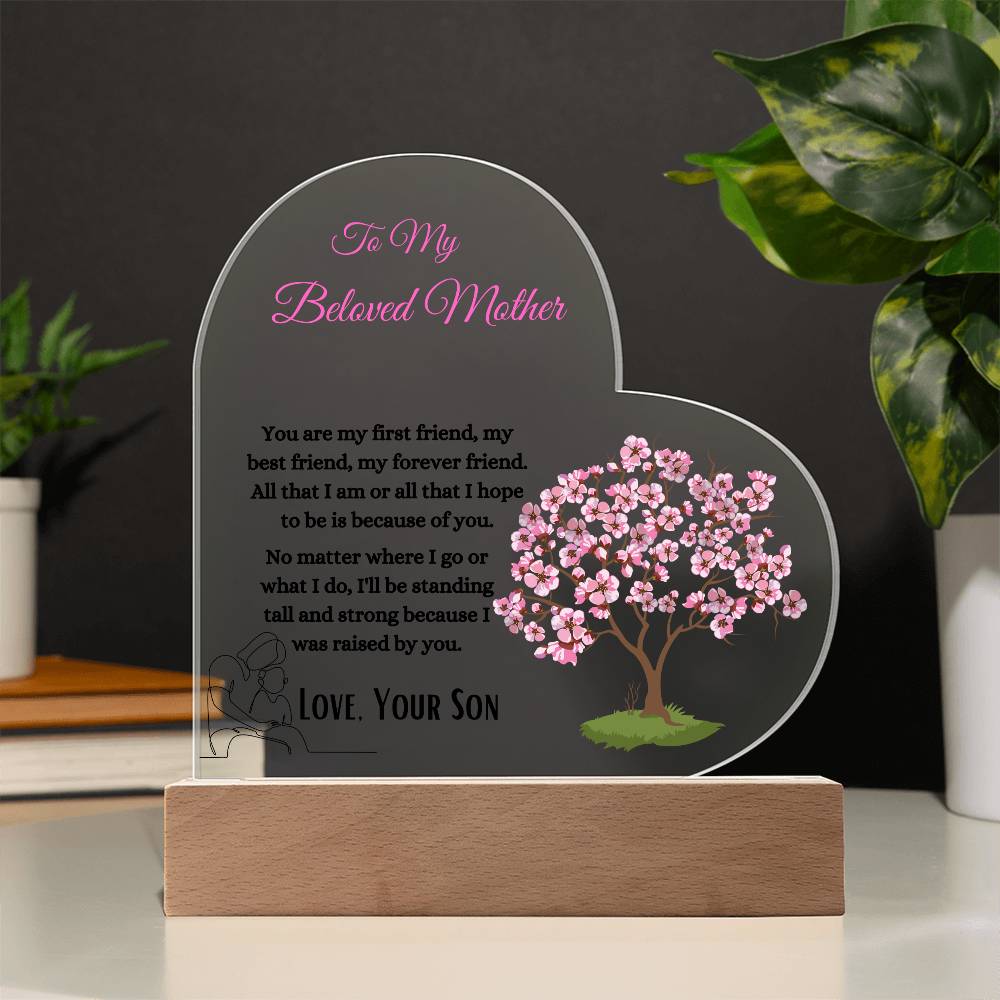 To My Beloved Mother Acrylic Heart Plaque