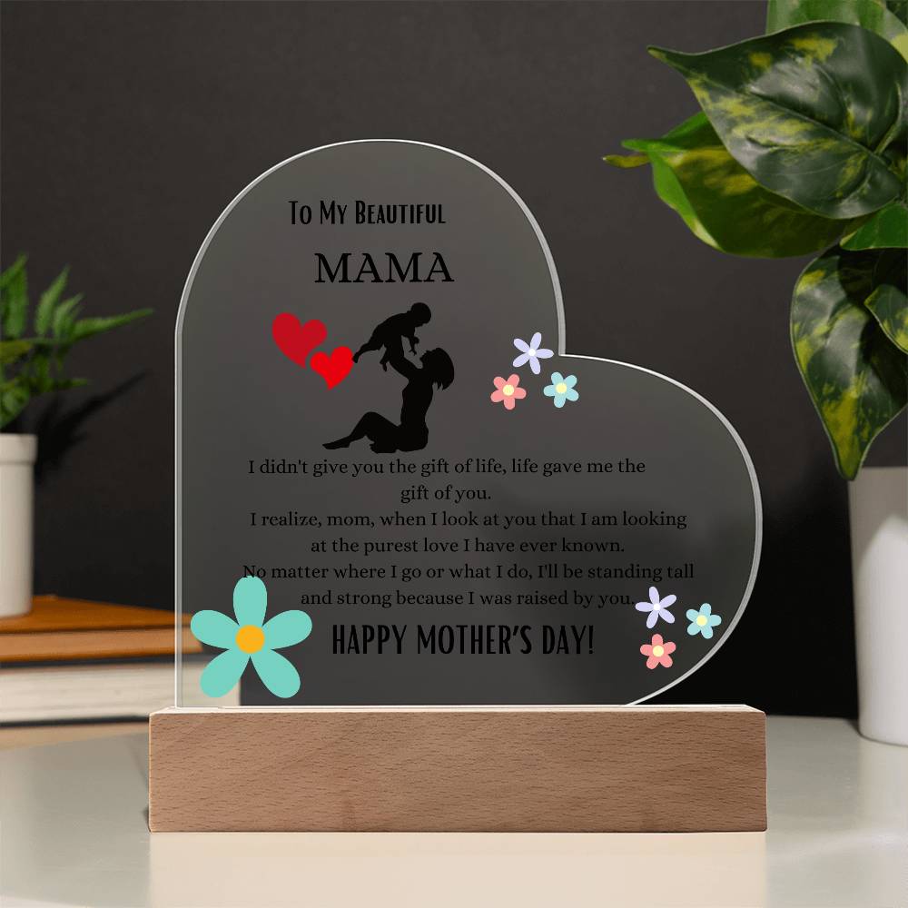 My Beautiful Mama Heart Acrylic Plaque