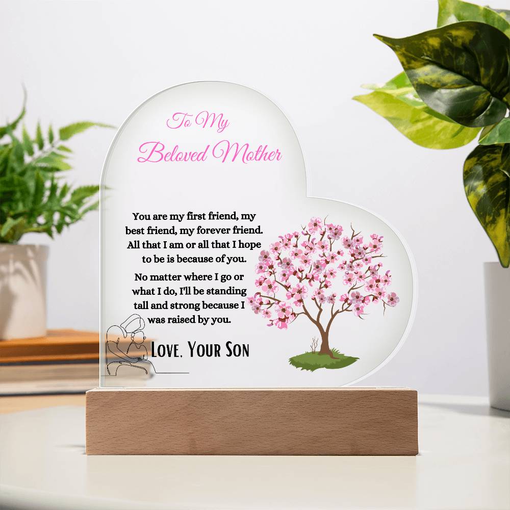 To My Beloved Mother Acrylic Heart Plaque