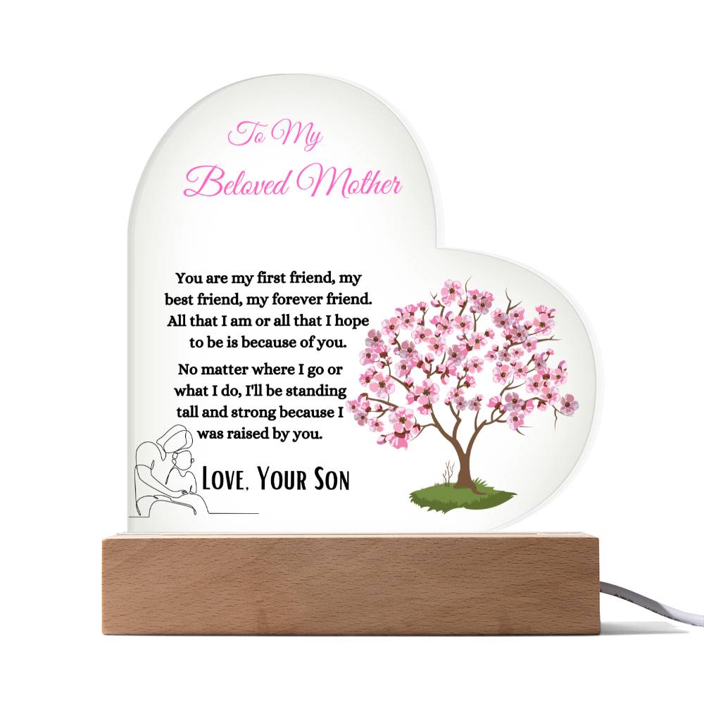 To My Beloved Mother Acrylic Heart Plaque