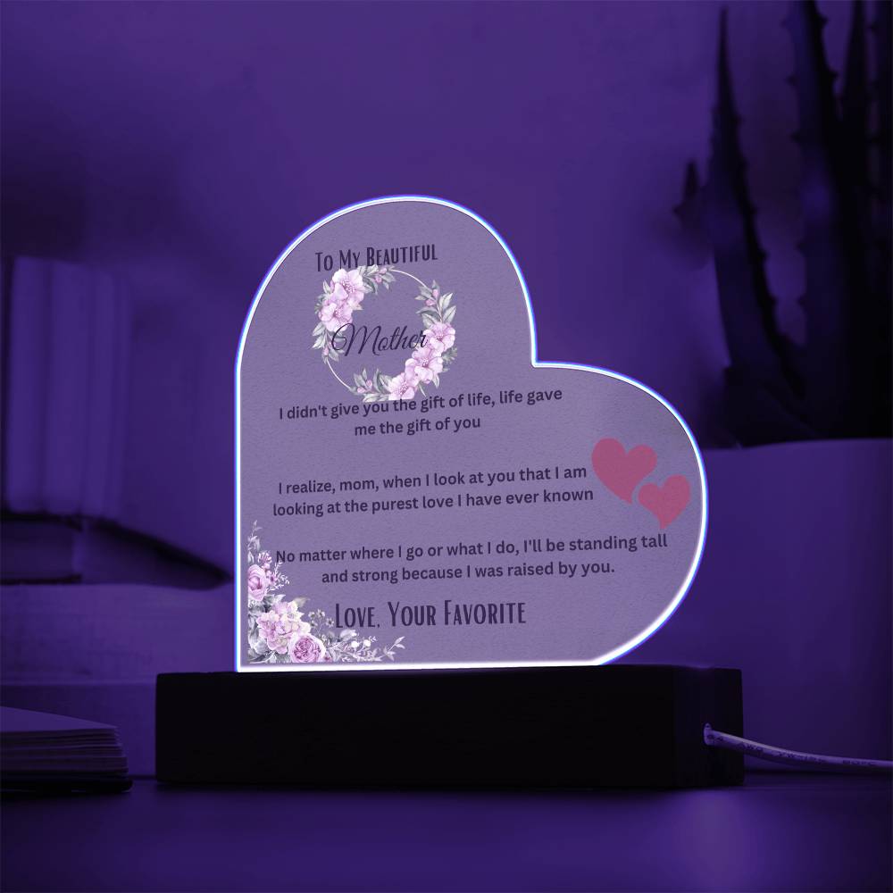 To My Beautiful Mother Acrylic Plate