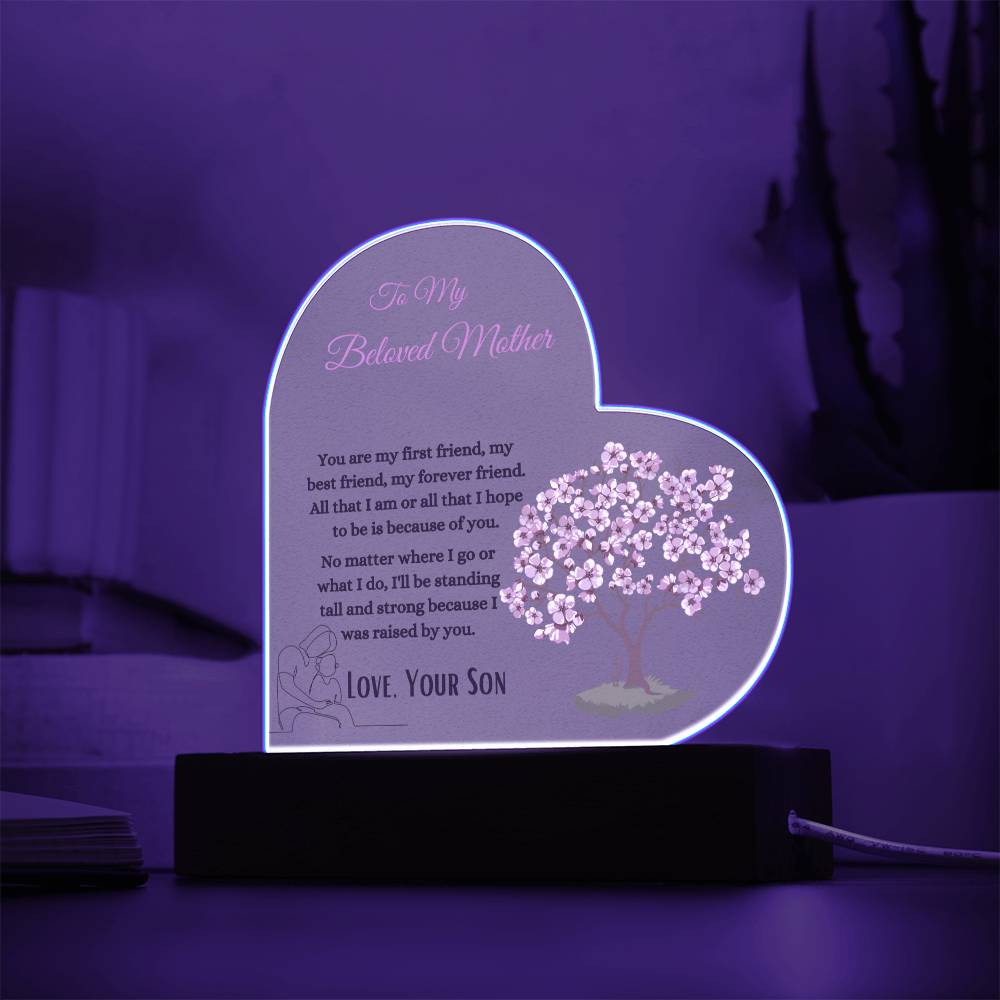 To My Beloved Mother Acrylic Heart Plaque