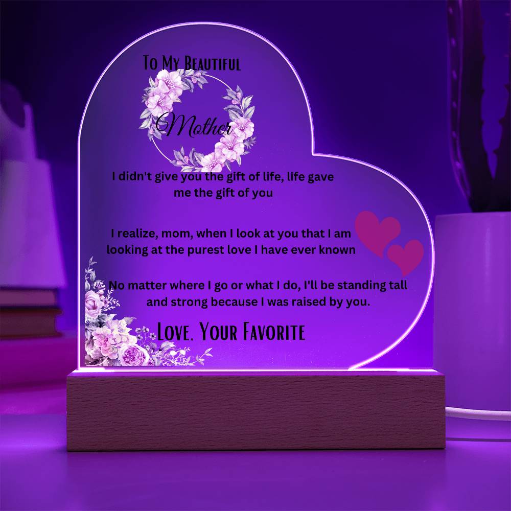 To My Beautiful Mother Acrylic Plate