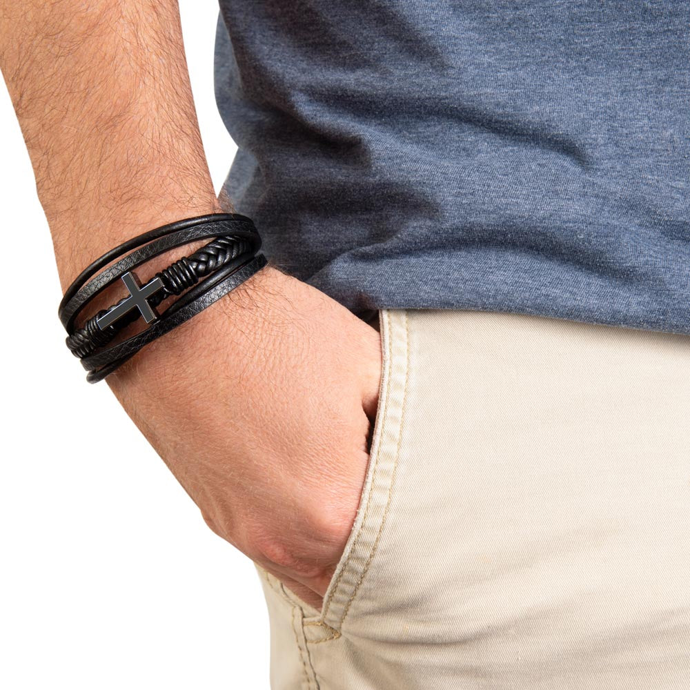 To My Son On Graduation Day Men's Cross Bracelet