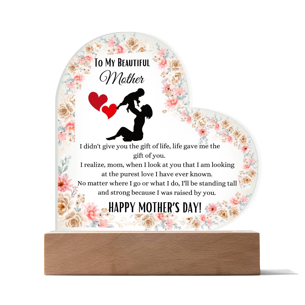Mother's Day Heart Acrylic Plaque + Sweetest Devotion Flower Bouquet.