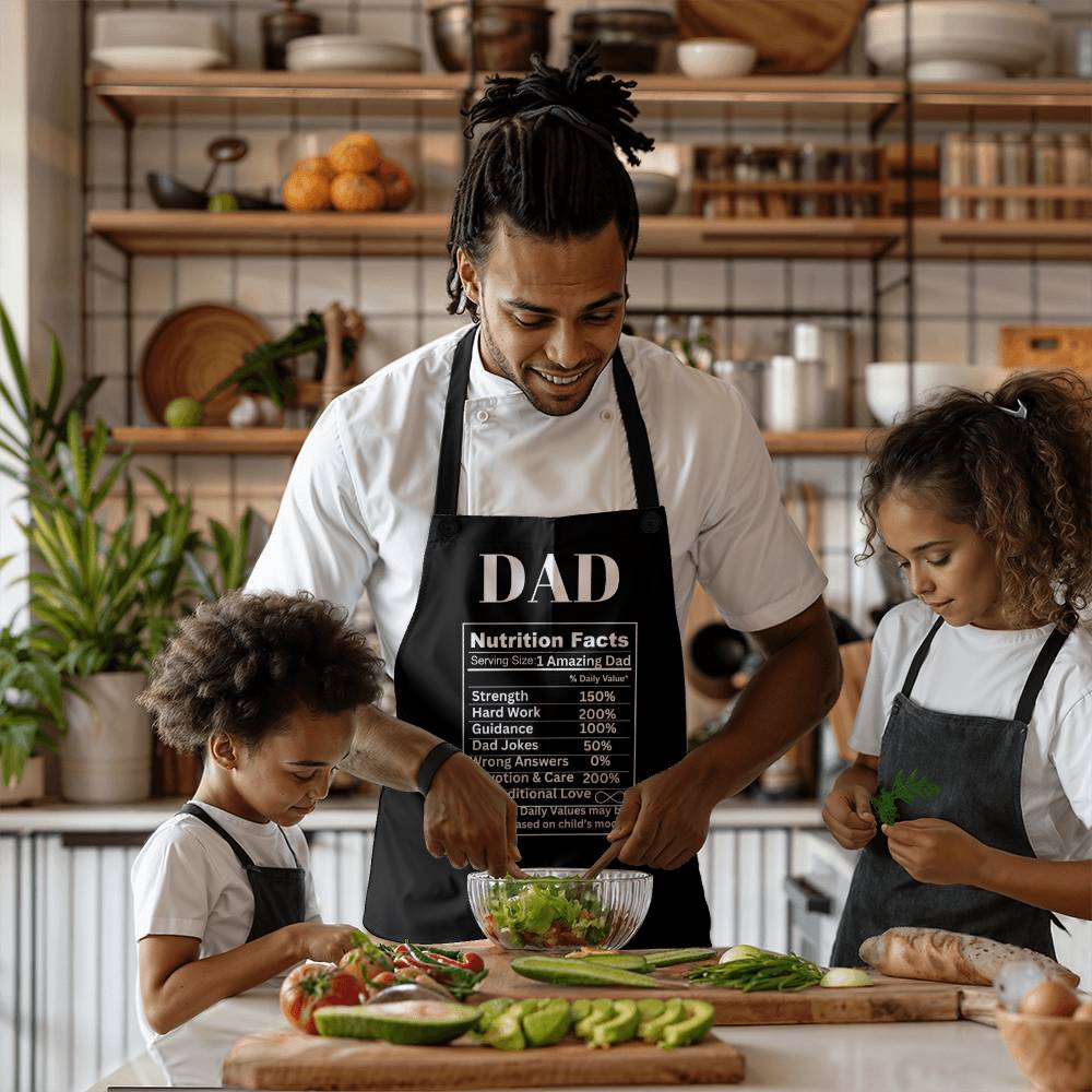 Dad Nutrition Facts Black Apron