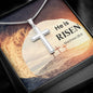 He Is Risen Stainless Cross Necklace
