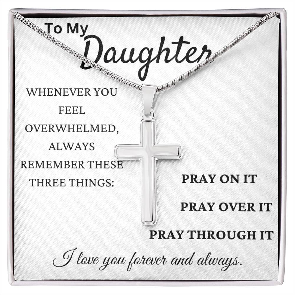 Pray Always Daughter Stainless Cross Necklace