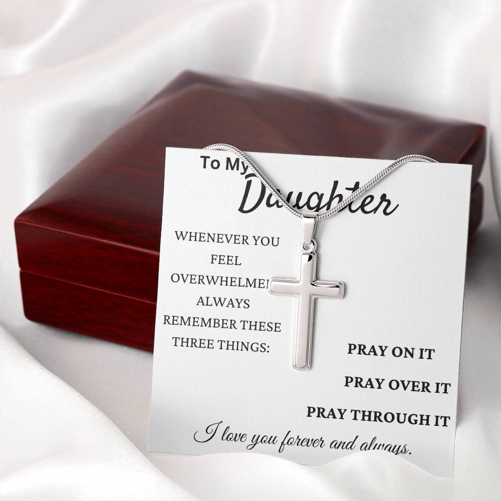 Pray Always Daughter Stainless Cross Necklace