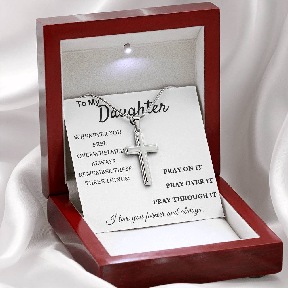 Pray Always Daughter Stainless Cross Necklace