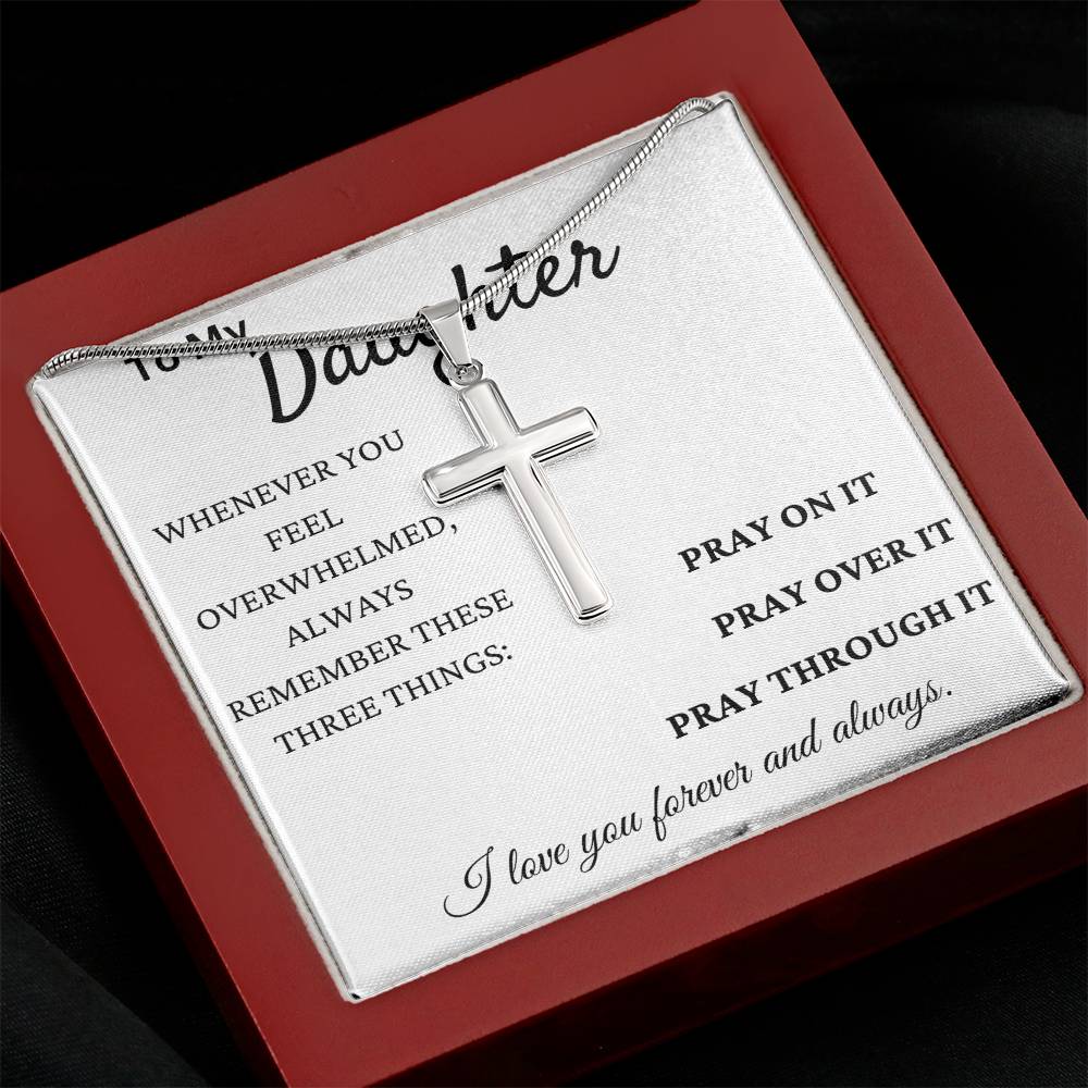Pray Always Daughter Stainless Cross Necklace