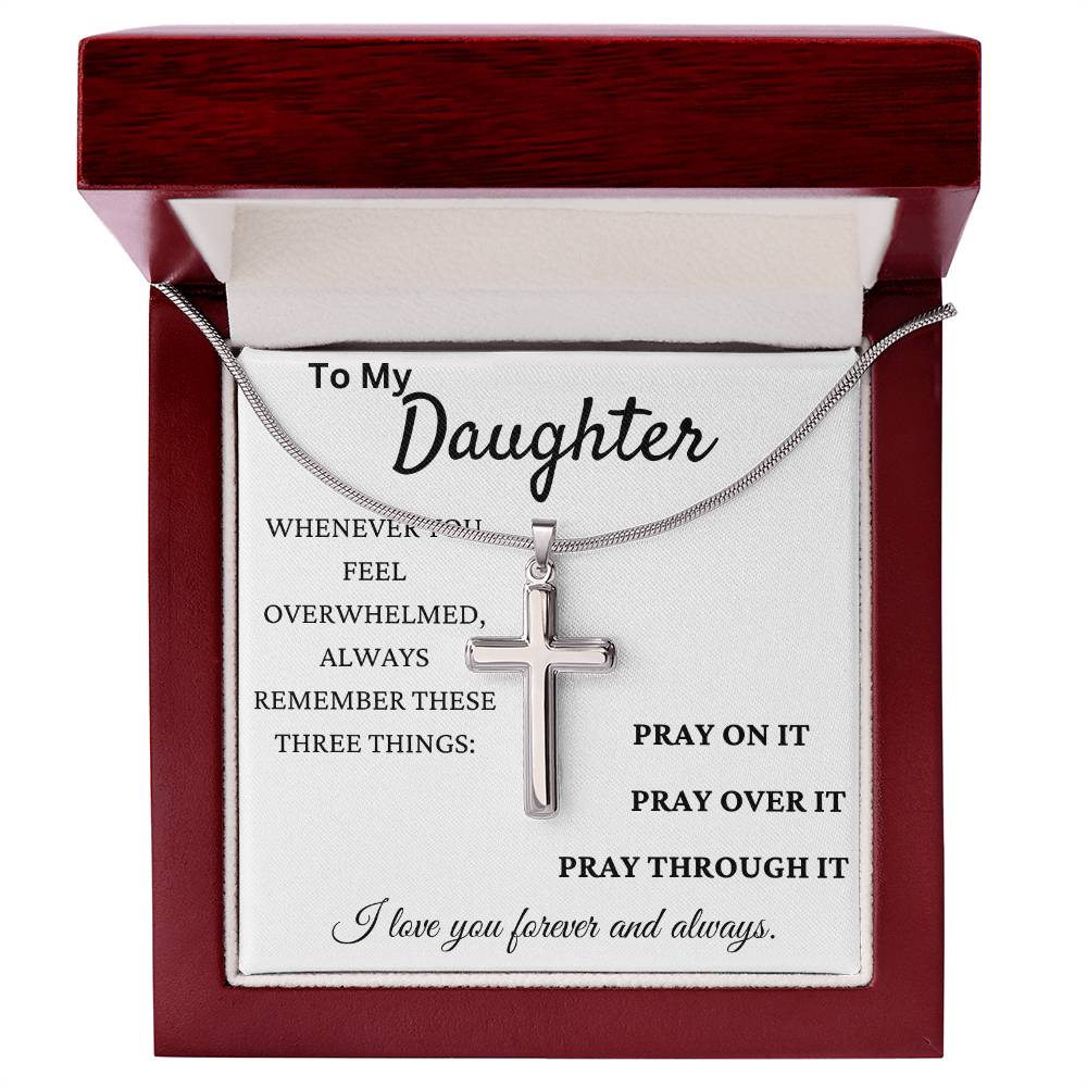 Pray Always Daughter Stainless Cross Necklace