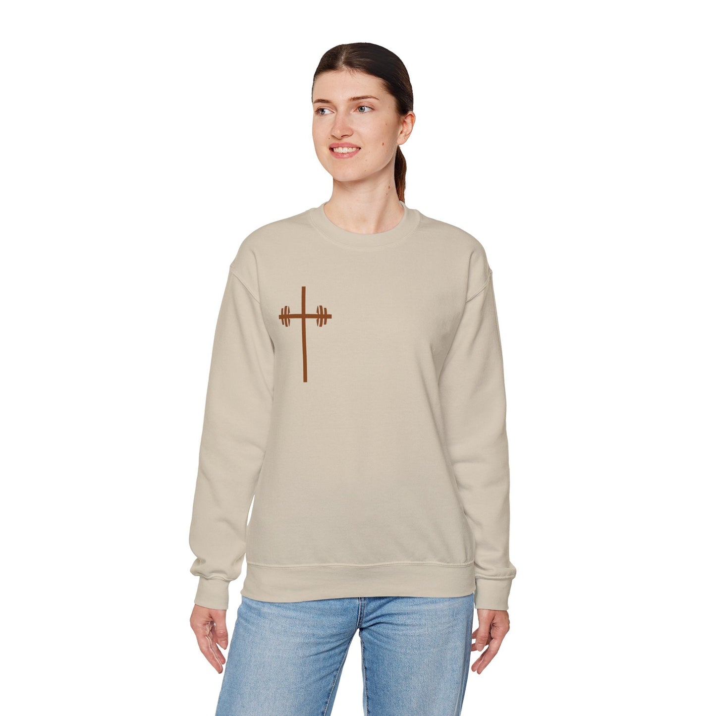 Faith & Strength Crewneck Sweatshirt - It's Never Luck, It's Always God gym sweatshirt