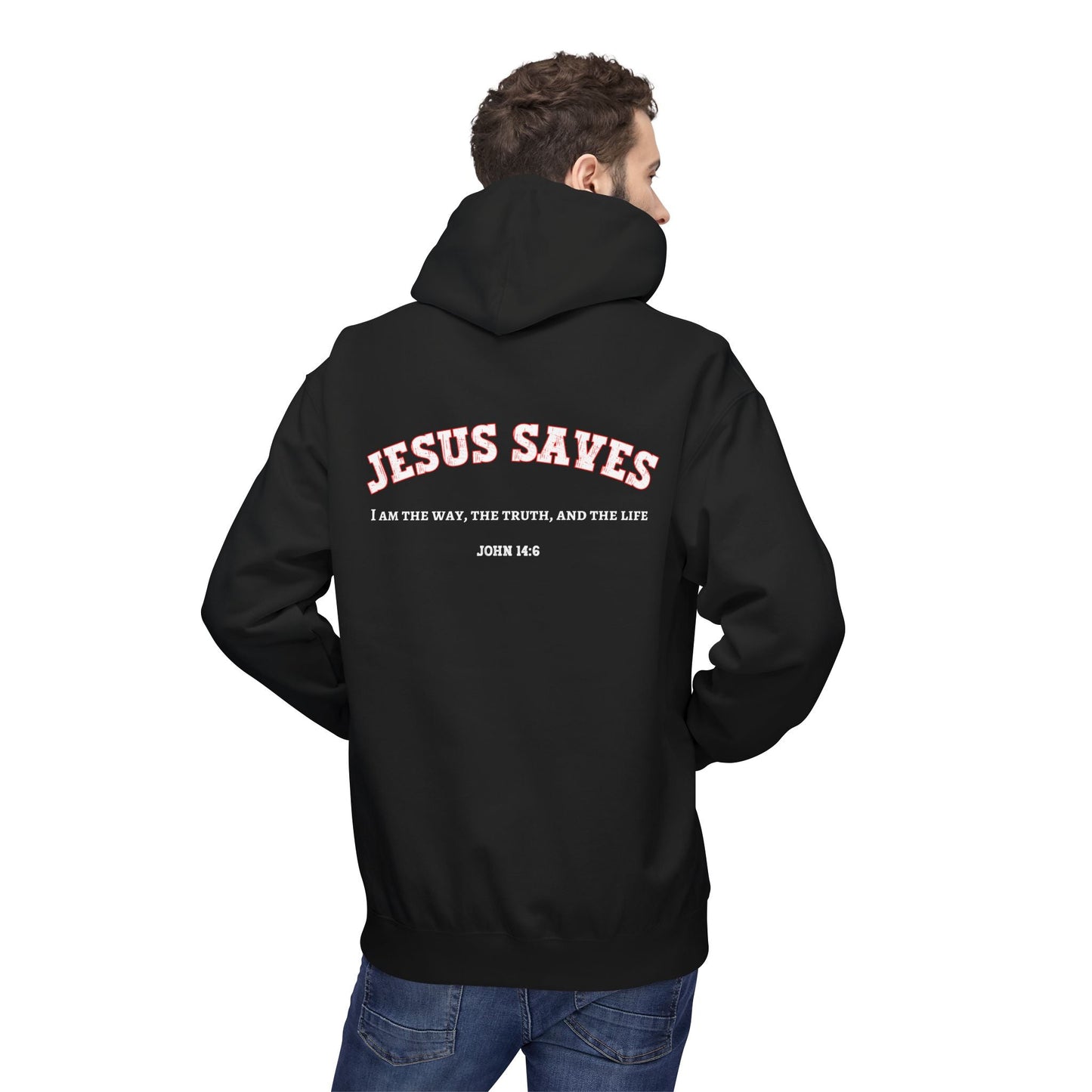 Jesus Saves Unisex Religious Fleece Hoodie | Apparel, Christian Hoodie, Inspirational Wear, Faith-Based Gift, Casual Churchwear