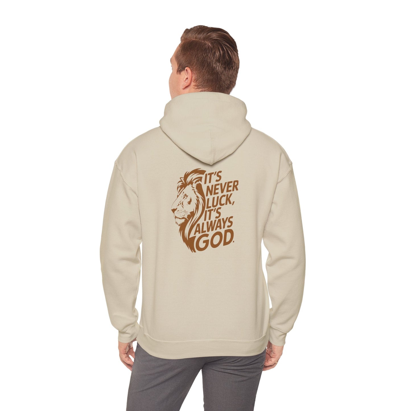 Faith-Inspired Fitness Hoodie - It's Always God Unisex Heavy Blend™ Sweatshirt with Lion & Barbell Design