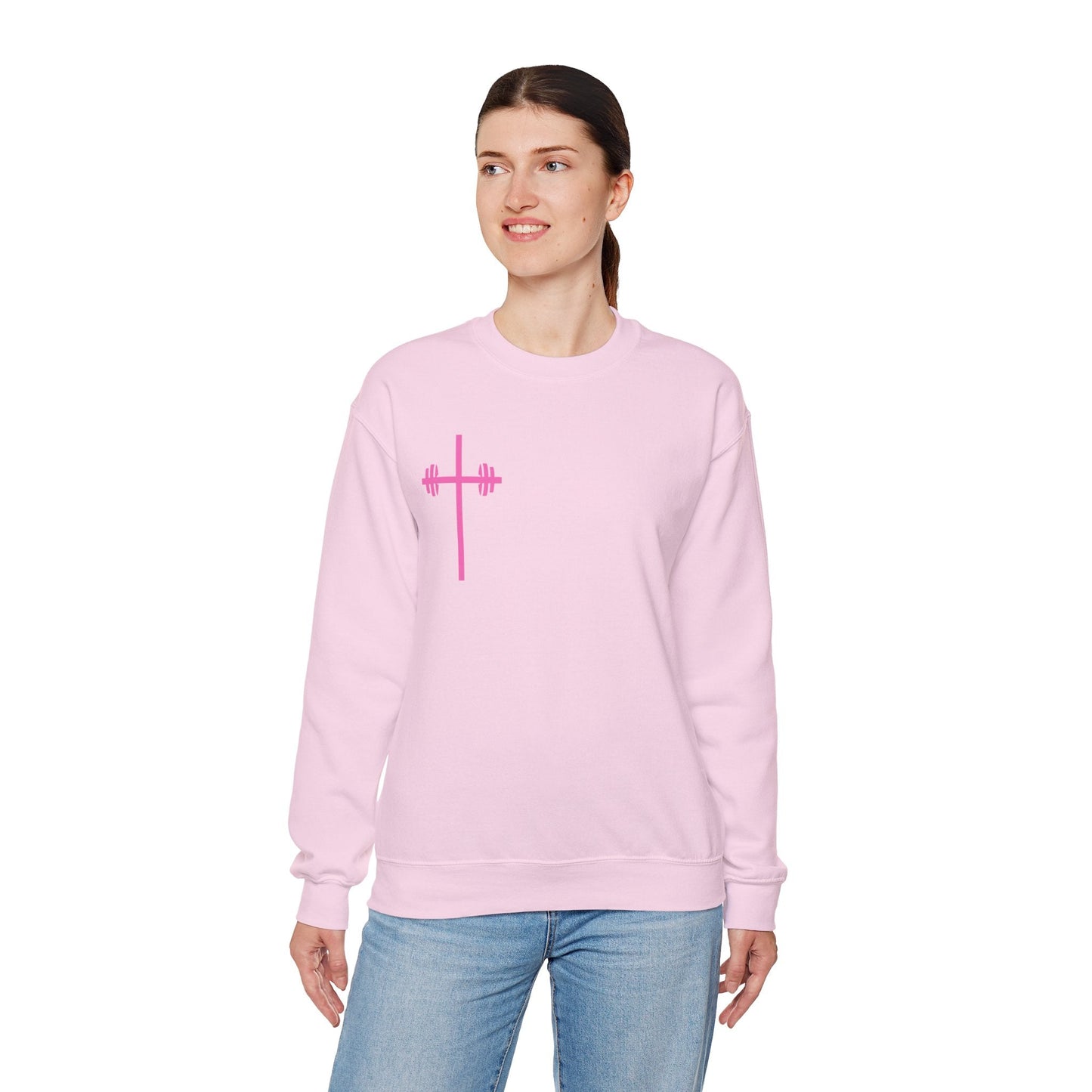Faith & Strength Crewneck Sweatshirt - It's Never Luck, It's Always God gym sweatshirt