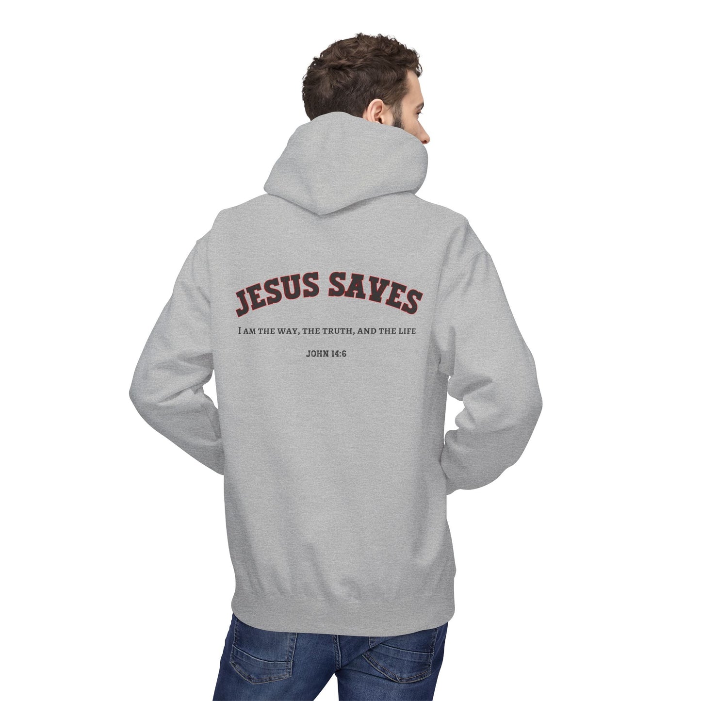 Jesus Saves Unisex Religious Fleece Hoodie | Apparel, Christian Hoodie, Inspirational Wear, Faith-Based Gift, Casual Churchwear
