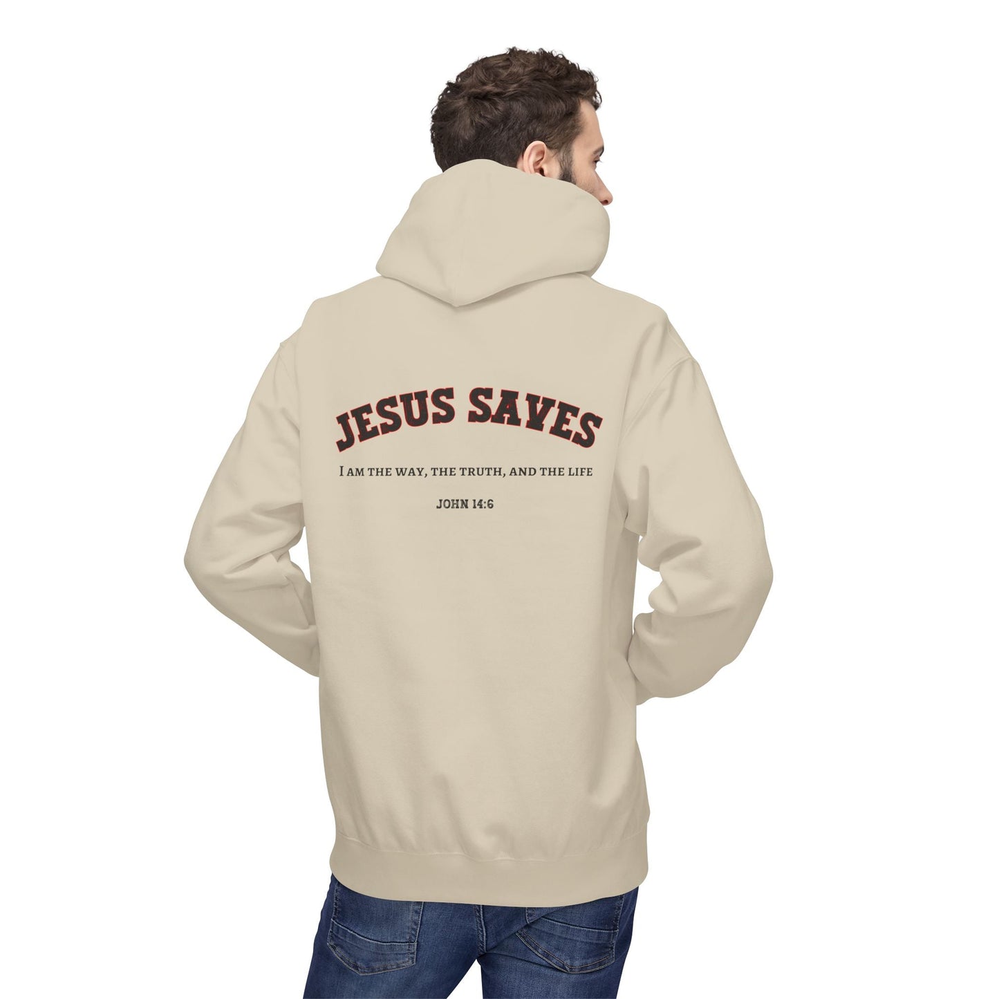 Jesus Saves Unisex Religious Fleece Hoodie | Apparel, Christian Hoodie, Inspirational Wear, Faith-Based Gift, Casual Churchwear