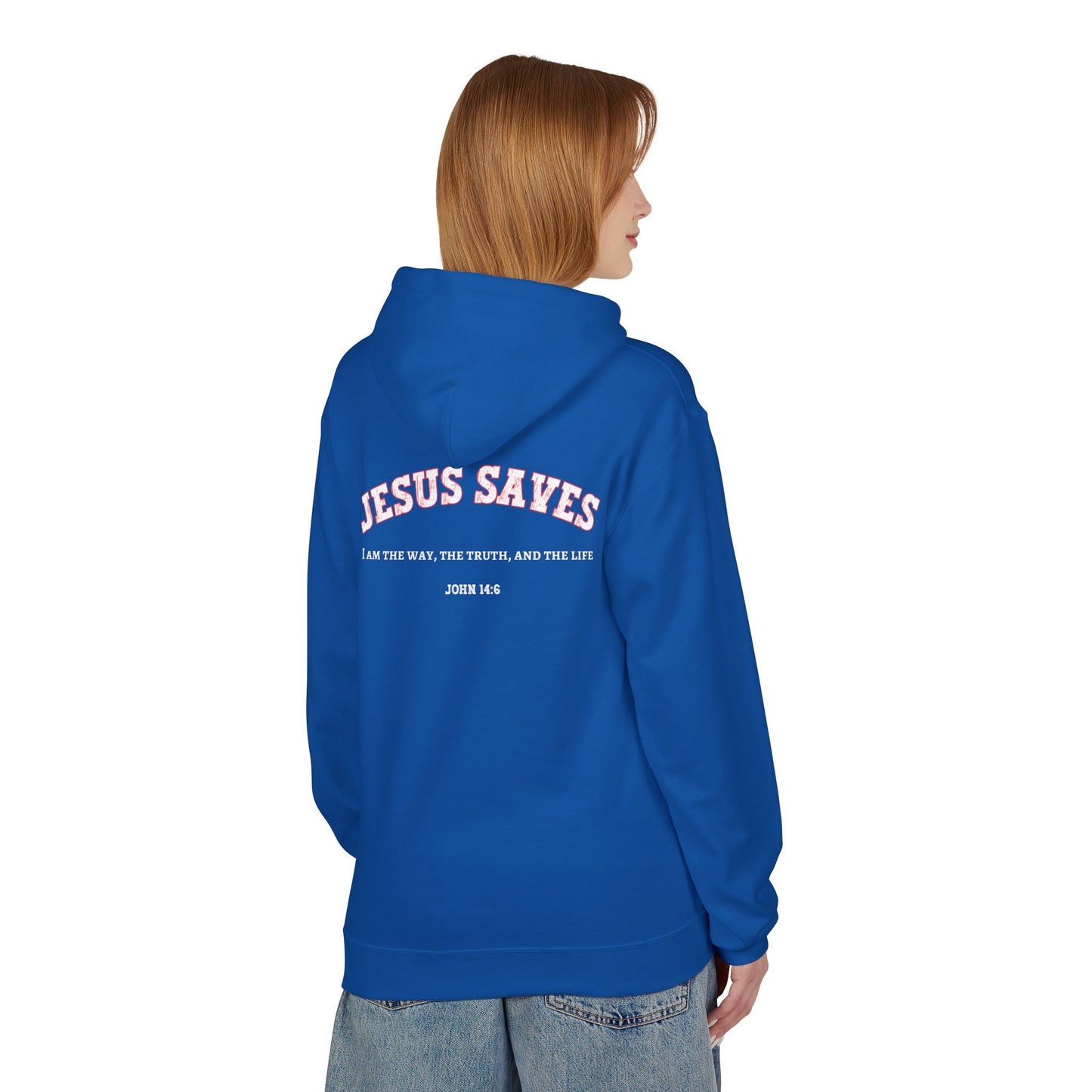 Jesus Saves Unisex Religious Fleece Hoodie | Apparel, Christian Hoodie, Inspirational Wear, Faith-Based Gift, Casual Churchwear