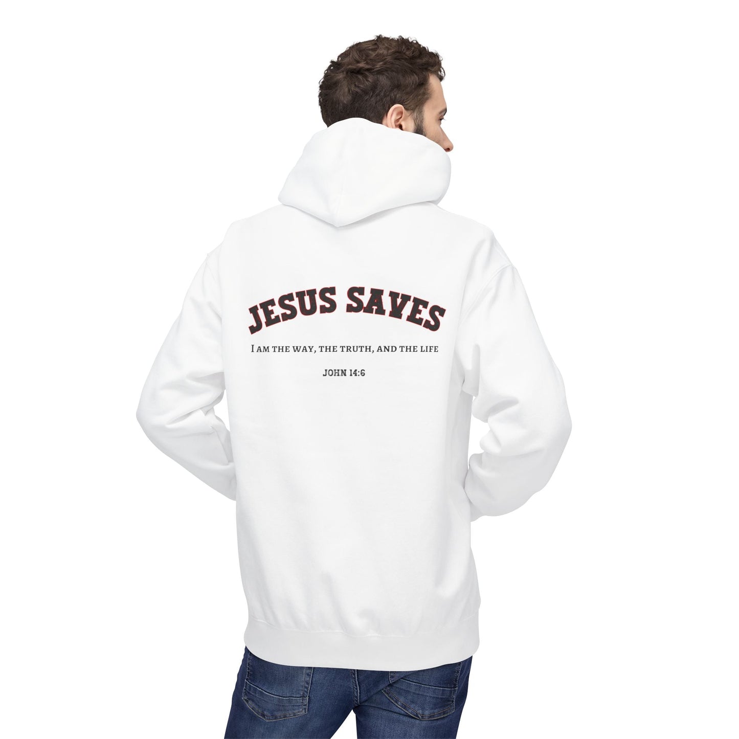 Jesus Saves Unisex Religious Fleece Hoodie | Apparel, Christian Hoodie, Inspirational Wear, Faith-Based Gift, Casual Churchwear