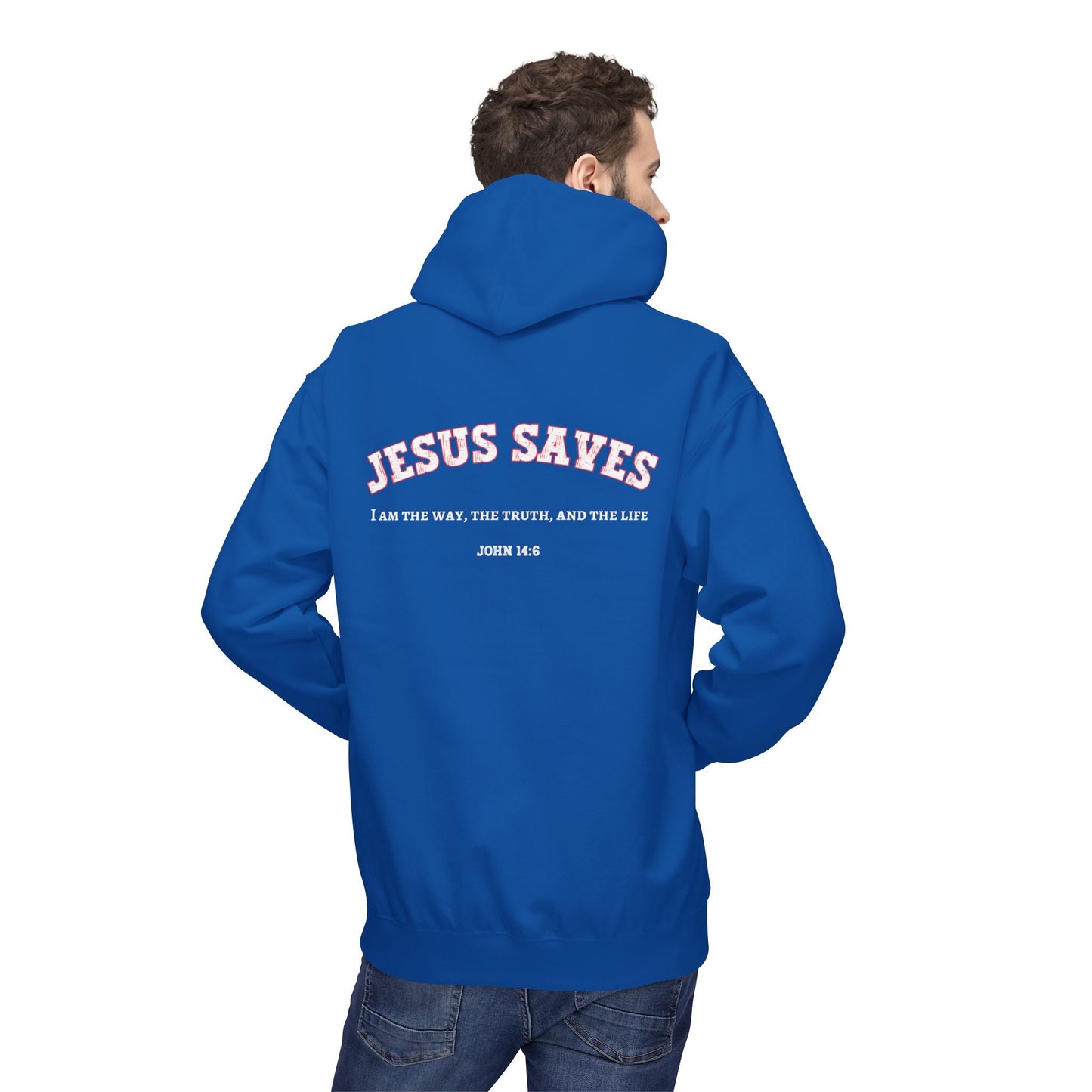 Jesus Saves Unisex Religious Fleece Hoodie | Apparel, Christian Hoodie, Inspirational Wear, Faith-Based Gift, Casual Churchwear