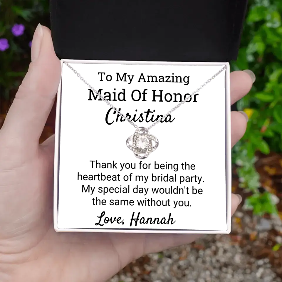 Thank You For Being The Best Maid Of Honor Love Knot Necklace