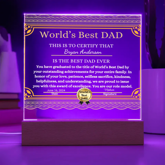 World's Best Dad Certificate Award Acrylic