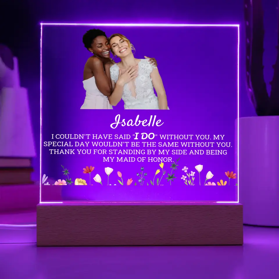 Personalized Maid Of Honor Thank You Acrylic Plaque
