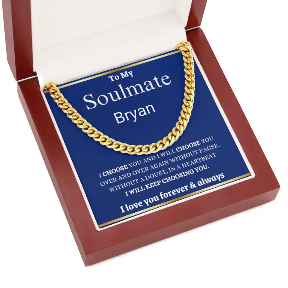 I Love My Man Soulmate Cuban Chain Necklace