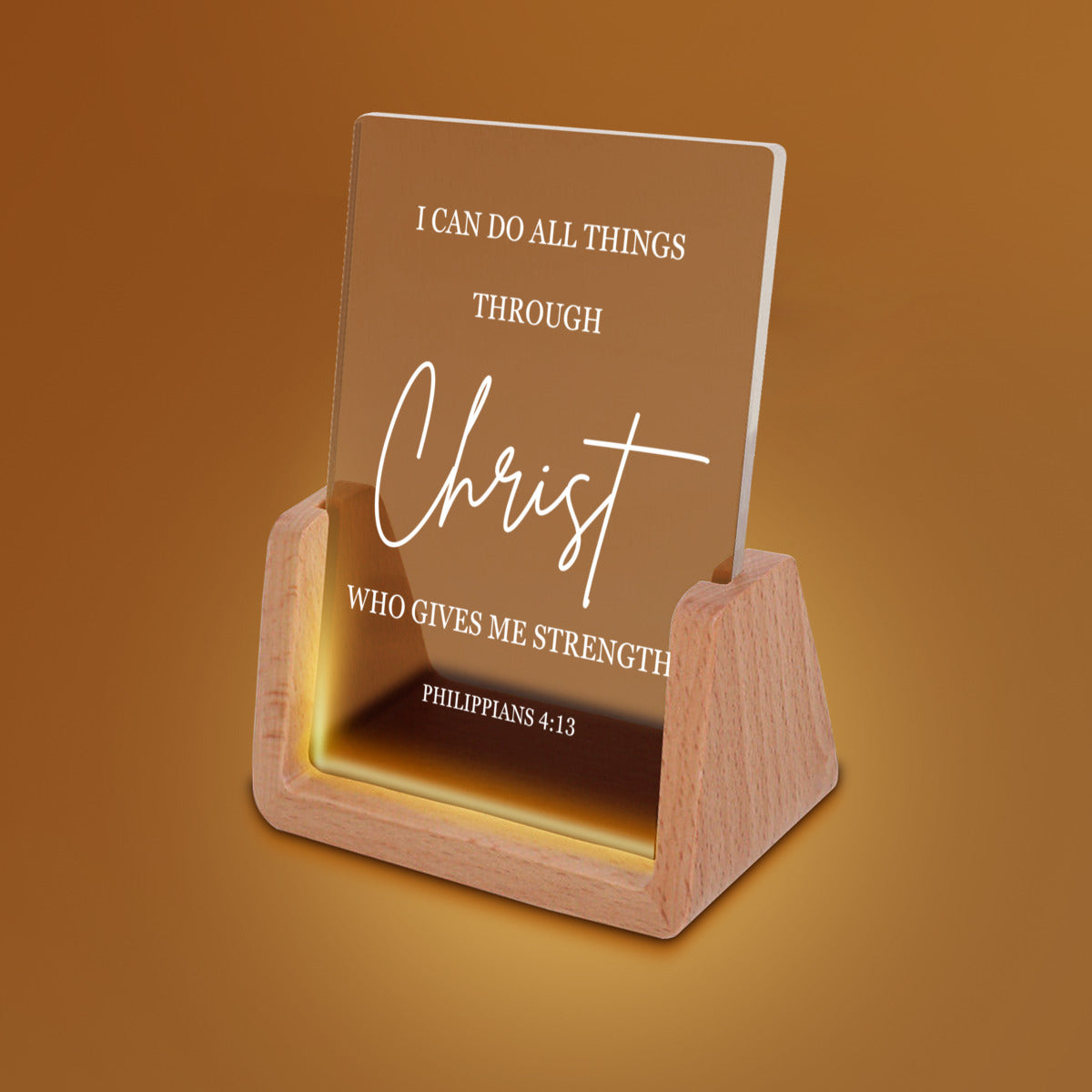 Christ Gives Me Strength Wooden Table Lamp