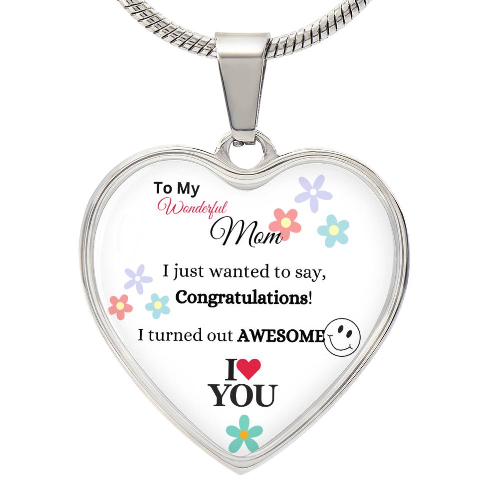 To My Wonderful Mom Heart Necklace