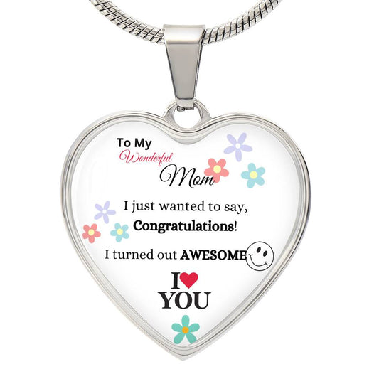 To My Wonderful Mom Heart Necklace