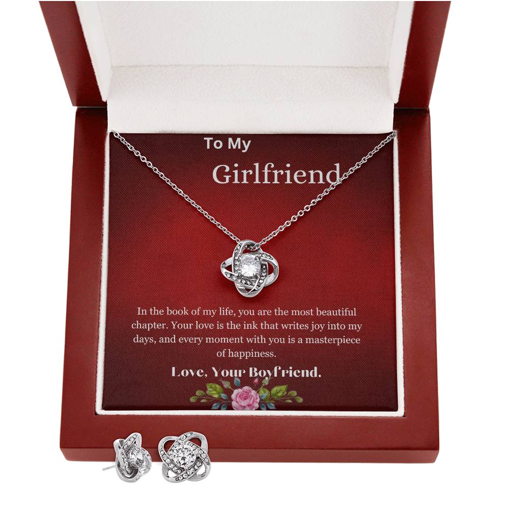 Love Knot Earring & Necklace Set With Love Note